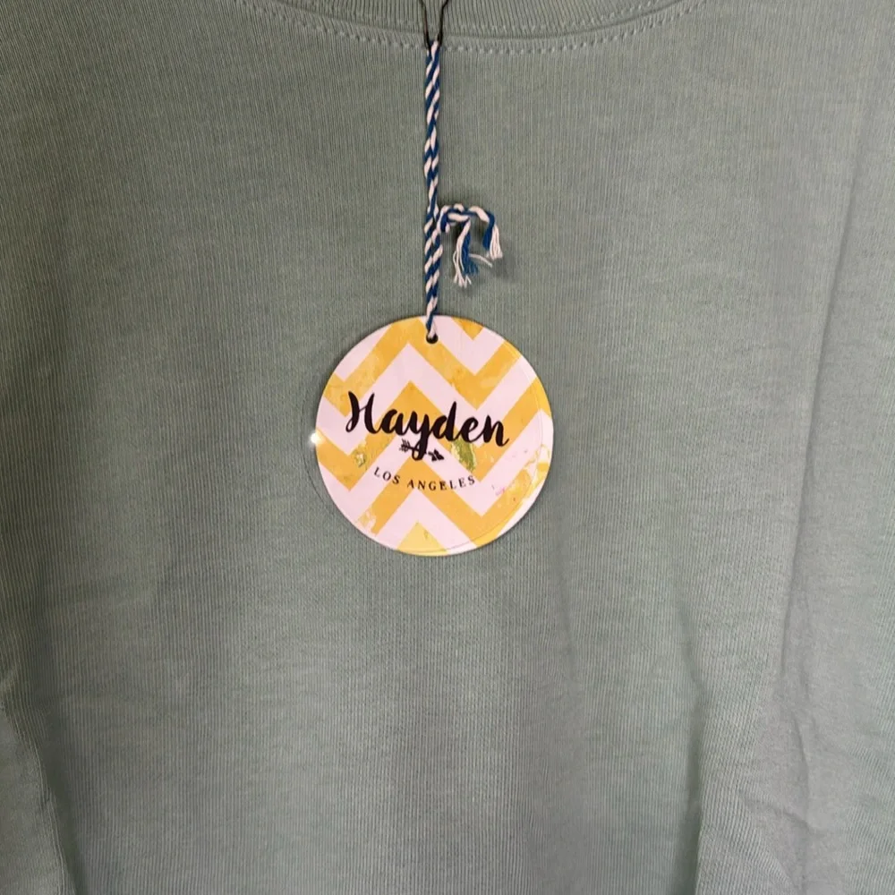 Hayden Los Angeles Mixed Media Cotton/Lace Sage Green Cream Tunic NWT - Picture 4 of 6